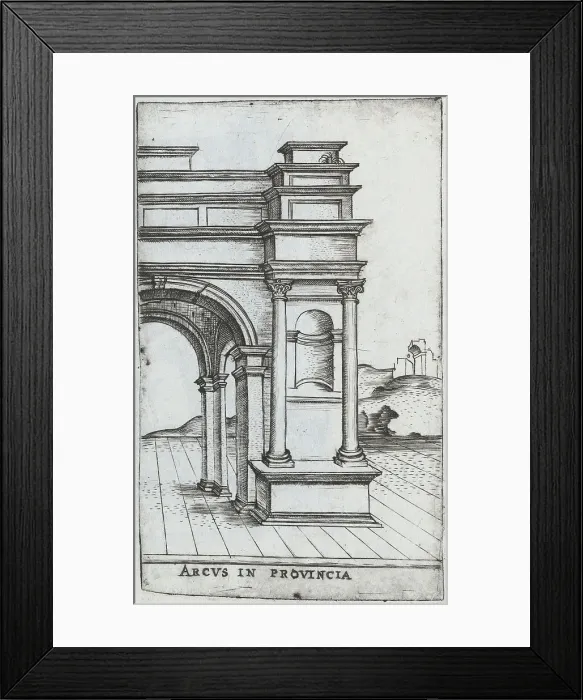 Framed Print : Arcus S. Georgii, from a Series of Prints depicting (reconstructed) Buildin... Plate ca. 1530-1550. Creator: Master GA Framed Print : Arcus S. Georgii, from a Series of Prints depicting (reconstructed) Buildin... Plate ca. 1530-1550. Creator: Master GA