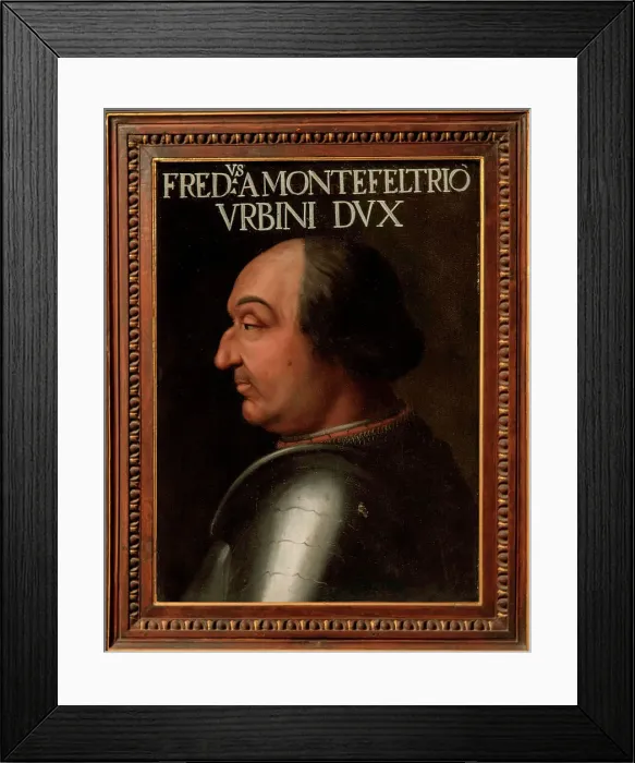 Framed Print : Portrait of the Duke Federico da Montefeltro (1422-1482), 1556. Creator: Dell'Altissimo, Cristofano (1525-1605) Framed Print : Portrait of the Duke Federico da Montefeltro (1422-1482), 1556. Creator: Dell'Altissimo, Cristofano (1525-1605)