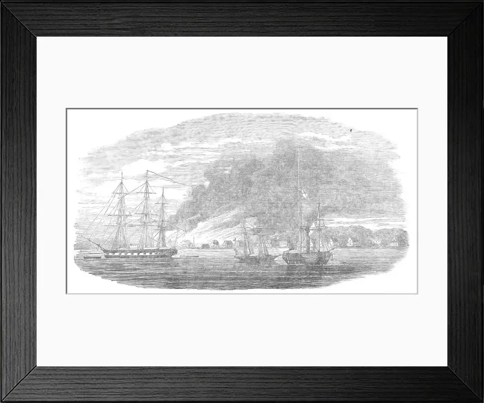 Framed Print : The Burning of Greytown, 1854. Creator: Unknown Framed Print : The Burning of Greytown, 1854. Creator: Unknown