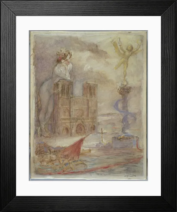 Framed Print : Notre Dame of Paris, 1904. Creator: Adolphe Willette Framed Print : Notre Dame of Paris, 1904. Creator: Adolphe Willette