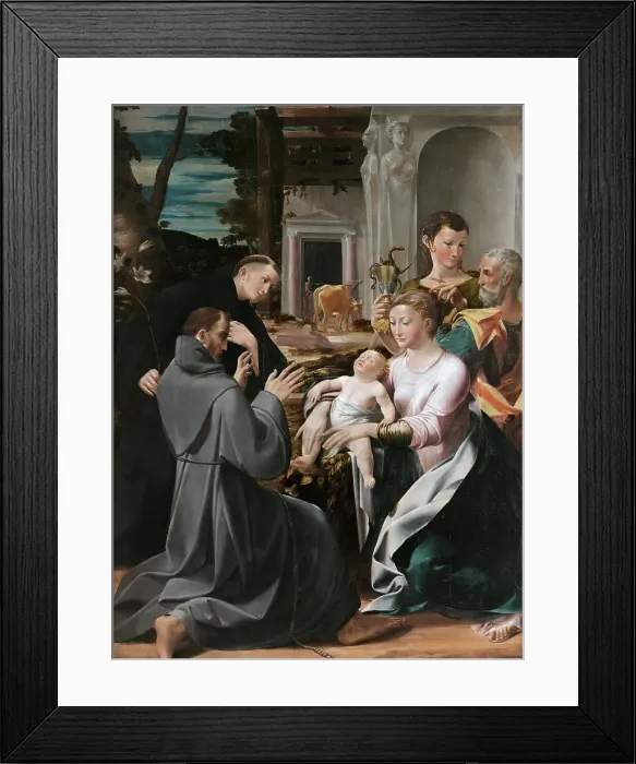 Framed Print : The Virgin and Child with Saint Joseph adored by Saints Anthony of Padua, Francis of Assisi... 1537 Creator: Mazzola Bedoli, Girolamo (c. 1500-1569) Framed Print : The Virgin and Child with Saint Joseph adored by Saints Anthony of Padua, Francis of Assisi... 1537 Creator: Mazzola Bedoli, Girolamo (c. 1500-1569)