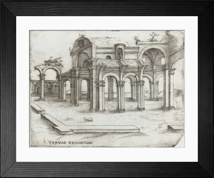 Framed Print : Sepulchrum Adriani, from a Series of Prints depicting (reconstructed) Build... Plate ca. 1530-1550. Creator: Master GA Framed Print : Sepulchrum Adriani, from a Series of Prints depicting (reconstructed) Build... Plate ca. 1530-1550. Creator: Master GA