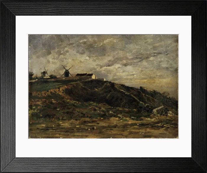 Framed Print : Windmills of Montmartre; north slope, 1865. Creator: Edmond Charles Joseph Yon Framed Print : Windmills of Montmartre; north slope, 1865. Creator: Edmond Charles Joseph Yon