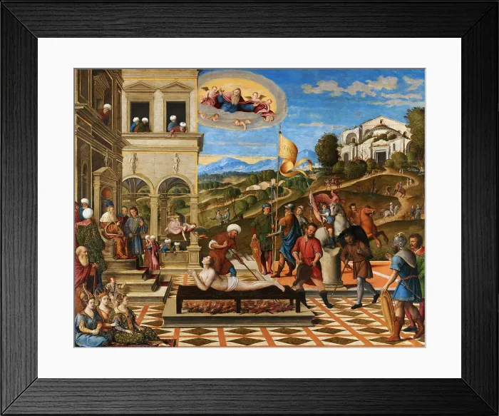 Framed Print : The Martyrdom of Saint Lawrence, First Half of 16th cen. Creator: Santacroce, Girolamo Galizzi da (c. 1480 / 85-c. 1556) Framed Print : The Martyrdom of Saint Lawrence, First Half of 16th cen. Creator: Santacroce, Girolamo Galizzi da (c. 1480 / 85-c. 1556)