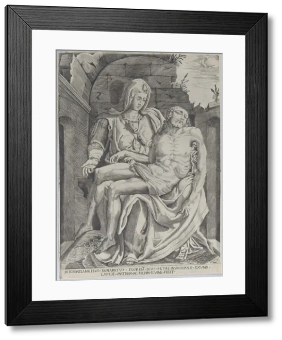Framed Print : Pietà, set against an arched ruin, 1556-72. Creator: Master of the Name of Jesus Christ