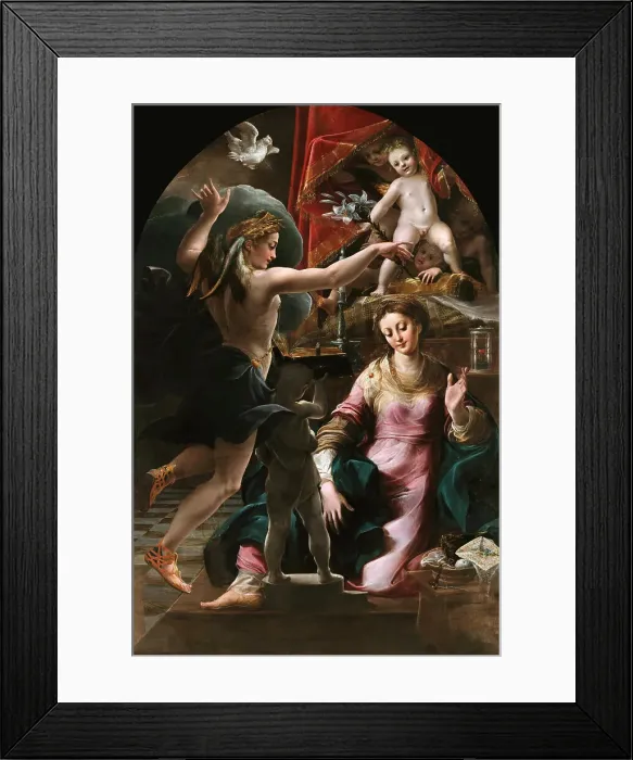 Framed Print : The Annunciation, 1555-1559. Creator: Mazzola Bedoli, Girolamo (c. 1500-1569) Framed Print : The Annunciation, 1555-1559. Creator: Mazzola Bedoli, Girolamo (c. 1500-1569)