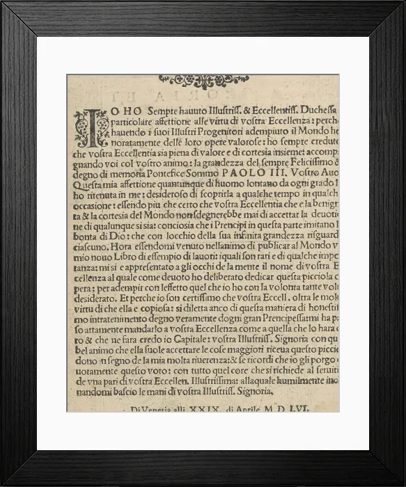 Framed Print : La Gloria et l'Honore di Ponti Tagliati, E Ponti in Aere, title page (verso), 1556. 1556. Creator: Matteo Pagano Framed Print : La Gloria et l'Honore di Ponti Tagliati, E Ponti in Aere, title page (verso), 1556. 1556. Creator: Matteo Pagano