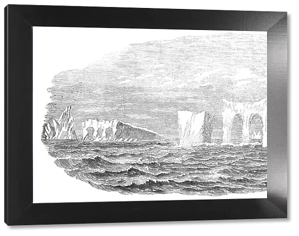 Passage of the Ship 'Medway' through Icebergs, on her homeward voyage from Melbourne, 1854. Creator: Unknown. Passage of the Ship 'Medway' through Icebergs, on her homeward voyage from Melbourne, 1854. Creator: Unknown
