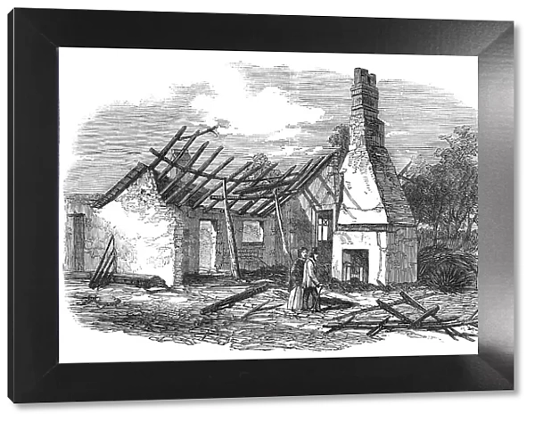 Remains of the National School at Capel, near Ipswich, struck by lightning, 1854. Creator: Unknown