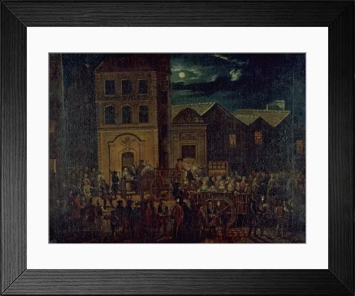 Framed Print : Transport des filles de joie du dépôt Saint-Martin à la Salpêtrière, vers 1750, c1750. Creator: Ecole Francaise