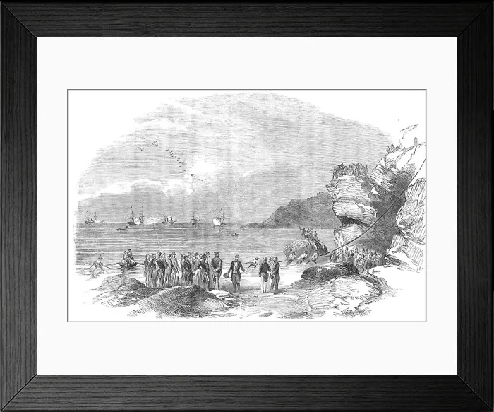 Framed Print : Laying down the Mediterranean Electric Telegraph Cable at Spezia, 1854. Creator: Unknown Framed Print : Laying down the Mediterranean Electric Telegraph Cable at Spezia, 1854. Creator: Unknown