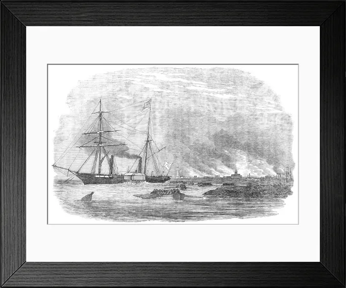 Framed Print : Destruction of Sulineh, at the Mouth of the Danube, 1854. Creator: Unknown Framed Print : Destruction of Sulineh, at the Mouth of the Danube, 1854. Creator: Unknown