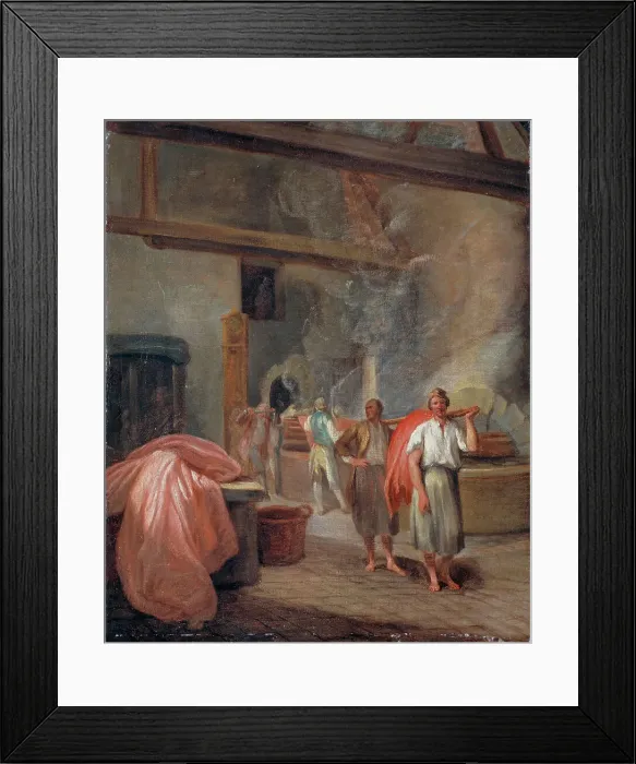 Framed Print : Intérieur d'un atelier de teinture, aux Gobelins, c1760. Creator: Ecole Francaise Framed Print : Intérieur d'un atelier de teinture, aux Gobelins, c1760. Creator: Ecole Francaise