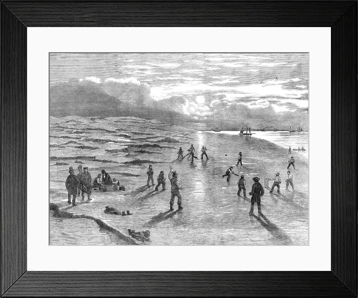 Framed Print : Cricket Match upon the Goodwin Sands, 1854. Creator: Unknown Framed Print : Cricket Match upon the Goodwin Sands, 1854. Creator: Unknown
