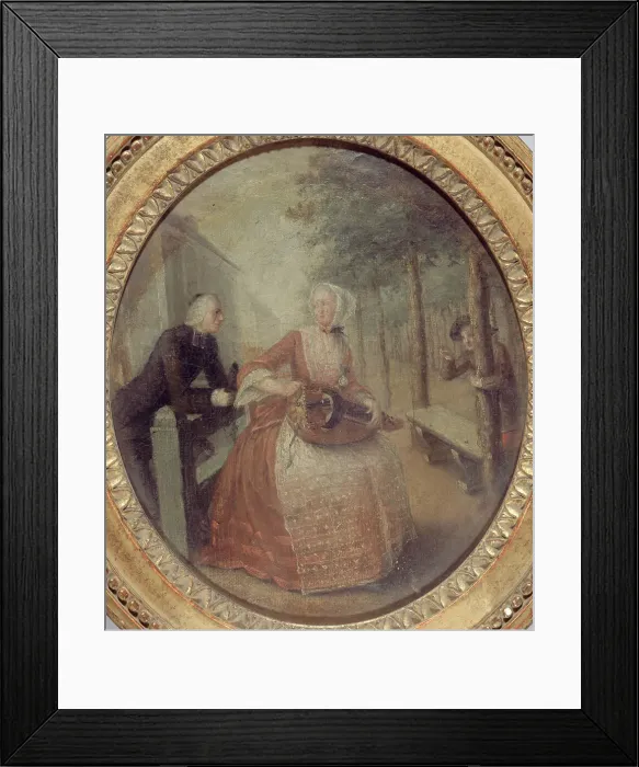 Framed Print : Fanchon la vielleuse et l'abbé Lattaignant vers 1775, c1775. Creator: Ecole Francaise Framed Print : Fanchon la vielleuse et l'abbé Lattaignant vers 1775, c1775. Creator: Ecole Francaise