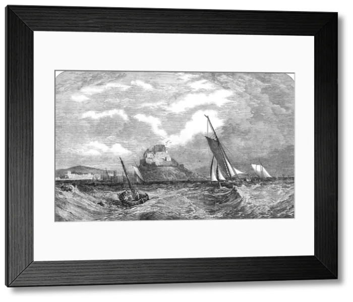 Framed Print : Mont Orgueil Castle, Jersey - painted by J. Wilson, Jun, 1854. Creator: Unknown. Mont Orgueil Castle, Jersey - painted by J. Wilson, Jun, 1854. Creator: Unknown Framed Print : Mont Orgueil Castle, Jersey - painted by J. Wilson, Jun, 1854. Creator: Unknown. Mont Orgueil Castle, Jersey - painted by J. Wilson, Jun, 1854. Creator: Unknown