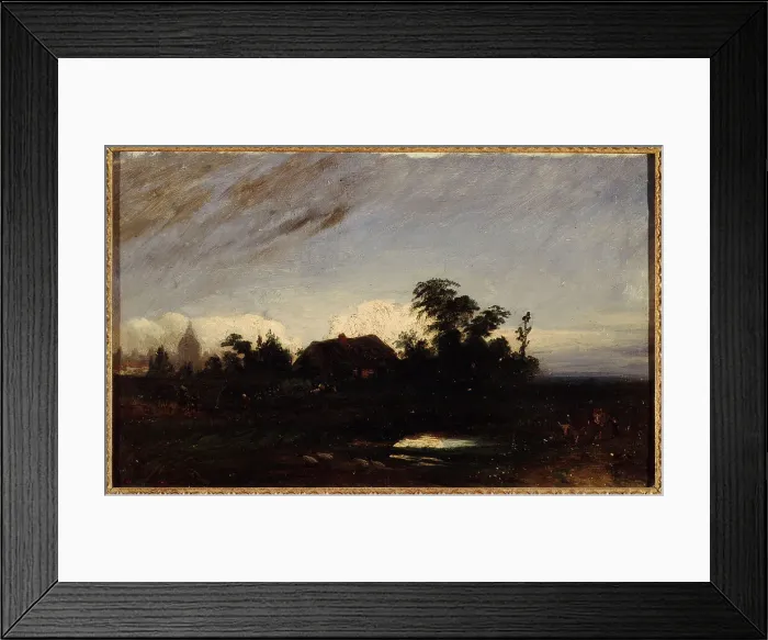 Framed Print : A pond near La Glaciere at dusk (1821). Creator: Unknown Framed Print : A pond near La Glaciere at dusk (1821). Creator: Unknown
