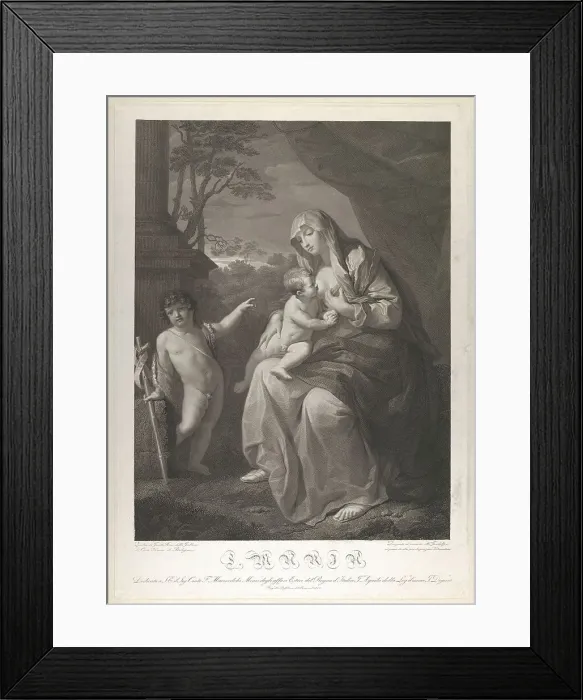 Framed Print : The Virgin suckling the infant Christ, the young Saint John the Baptist standing at left... 1812. Creator: Mauro Gandolfi Framed Print : The Virgin suckling the infant Christ, the young Saint John the Baptist standing at left... 1812. Creator: Mauro Gandolfi
