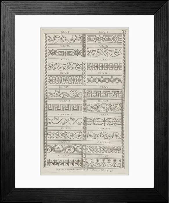 Framed Print : Ornament Designs, nos. CLVI to CLXXV ('Designs for Various Ornaments, pl. 33), July 1, 1781. Creator: Michelangelo Pergolesi. Ornament Designs, nos. CLVI to CLXXV ('Designs for Various Ornaments, pl. 33), July 1, 1781 Framed Print : Ornament Designs, nos. CLVI to CLXXV ('Designs for Various Ornaments, pl. 33), July 1, 1781. Creator: Michelangelo Pergolesi. Ornament Designs, nos. CLVI to CLXXV ('Designs for Various Ornaments, pl. 33), July 1, 1781