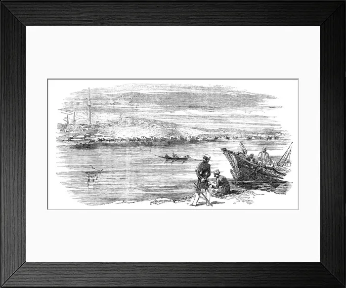 Framed Print : Rustchuk - Bridge of Boats in Course of Construction, 1854. Creator: Unknown Framed Print : Rustchuk - Bridge of Boats in Course of Construction, 1854. Creator: Unknown