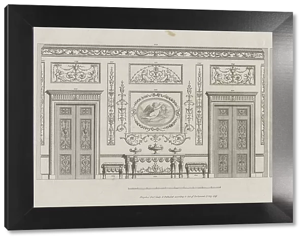 Interior Ornamented Wall with Doors, nos. 228-239 ('Designs for Various Ornaments... July 17, 1791. Creator: Michelangelo Pergolesi. Interior Ornamented Wall with Doors, nos. 228-239 ('Designs for Various Ornaments... July 17, 1791)