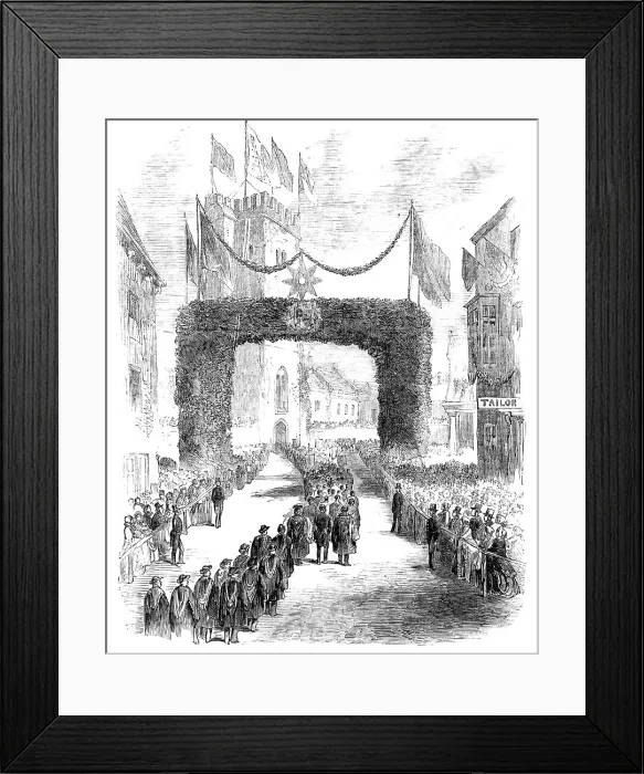 Framed Print : Procession to the Laying of the Foundation Stone of the New Church of St. Thomas, Newport, 1854. Creator: Unknown Framed Print : Procession to the Laying of the Foundation Stone of the New Church of St. Thomas, Newport, 1854. Creator: Unknown