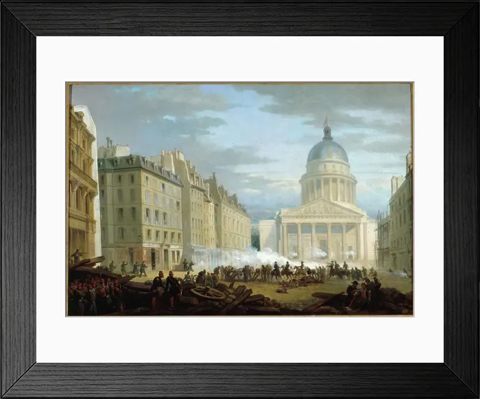 Framed Print : Capture of the Pantheon, seen from rue Soufflot, June 24, 1848, current 5th arrondissement, 1849. Creator: Unknown Framed Print : Capture of the Pantheon, seen from rue Soufflot, June 24, 1848, current 5th arrondissement, 1849. Creator: Unknown