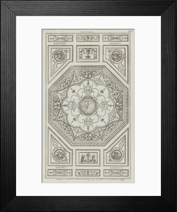 Framed Print : Ceiling Ornament, nos. CCCXXII-CCCXXVI ('Designs for Various Ornaments, pl.... February 27, 1791. Creator: Michelangelo Pergolesi. Ceiling Ornament, nos. CCCXXII-CCCXXVI ('Designs for Various Ornaments, pl.... February 27, 1791) Framed Print : Ceiling Ornament, nos. CCCXXII-CCCXXVI ('Designs for Various Ornaments, pl.... February 27, 1791. Creator: Michelangelo Pergolesi. Ceiling Ornament, nos. CCCXXII-CCCXXVI ('Designs for Various Ornaments, pl.... February 27, 1791)