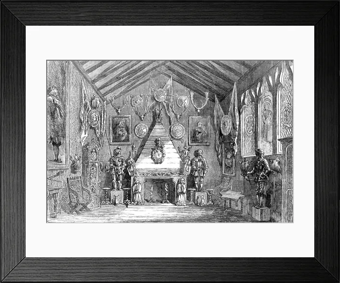 Framed Print : The Oldham Lyceum Educational and Industrial Exhibition - the Baronial Hall, 1854. Creator: Unknown Framed Print : The Oldham Lyceum Educational and Industrial Exhibition - the Baronial Hall, 1854. Creator: Unknown