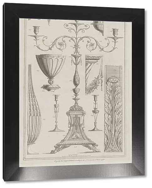 Candelabra, Vessels and Ornament, nos. 358-369 ('Designs for Various Ornaments, '... March 20, 1792. Creator: Michelangelo Pergolesi. Candelabra, Vessels and Ornament, nos. 358-369 ('Designs for Various Ornaments, '... March 20, 1792)