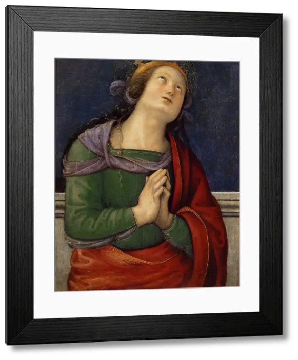 Framed Print : San Pietro Polyptych: Saint Flavia, Between 1496 and 1499. Creator: Perugino (ca. 1450-1523) Framed Print : San Pietro Polyptych: Saint Flavia, Between 1496 and 1499. Creator: Perugino (ca. 1450-1523)