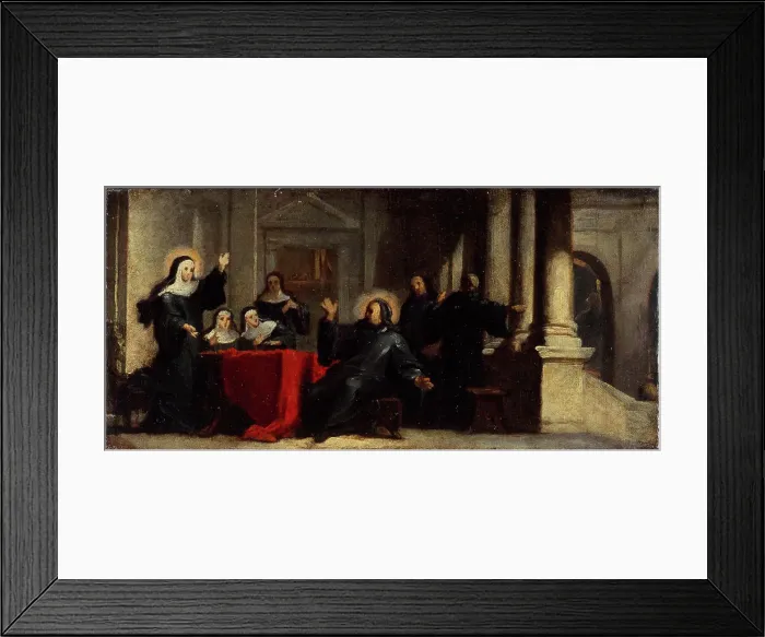 Framed Print : Sainte Scolastique obtenant du ciel une pluie accompagnée de tonnerre pour empêcher saint... c1706. Creator: Louis Galloche Framed Print : Sainte Scolastique obtenant du ciel une pluie accompagnée de tonnerre pour empêcher saint... c1706. Creator: Louis Galloche