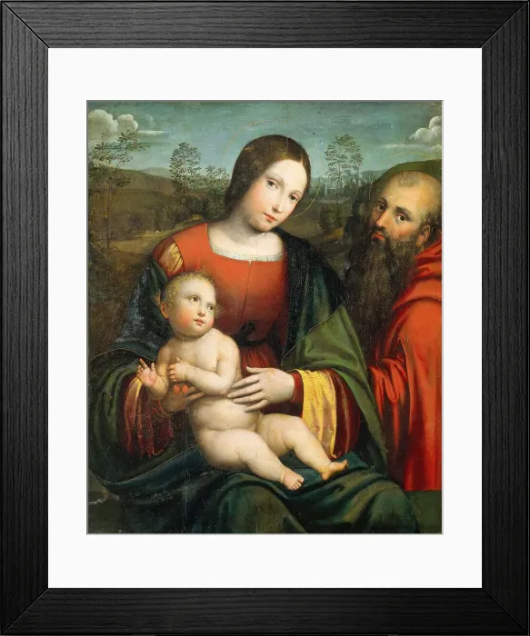 Framed Print : Madonna and Child with Saint Jerome, First quarter of 16th cen. Creator: De Boateri, Jacopo (ca 1480-1530) Framed Print : Madonna and Child with Saint Jerome, First quarter of 16th cen. Creator: De Boateri, Jacopo (ca 1480-1530)