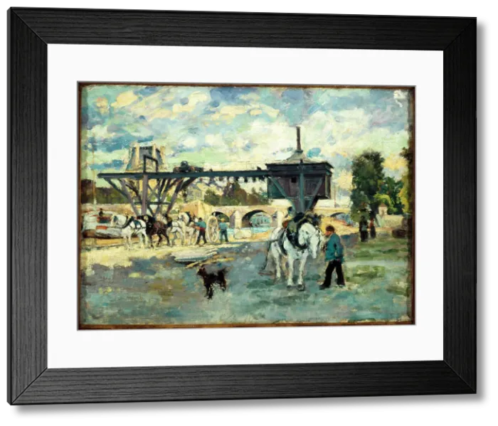 Framed Print : Crane on the Seine at Pont Royal, c1880. Creator: Unknown Framed Print : Crane on the Seine at Pont Royal, c1880. Creator: Unknown