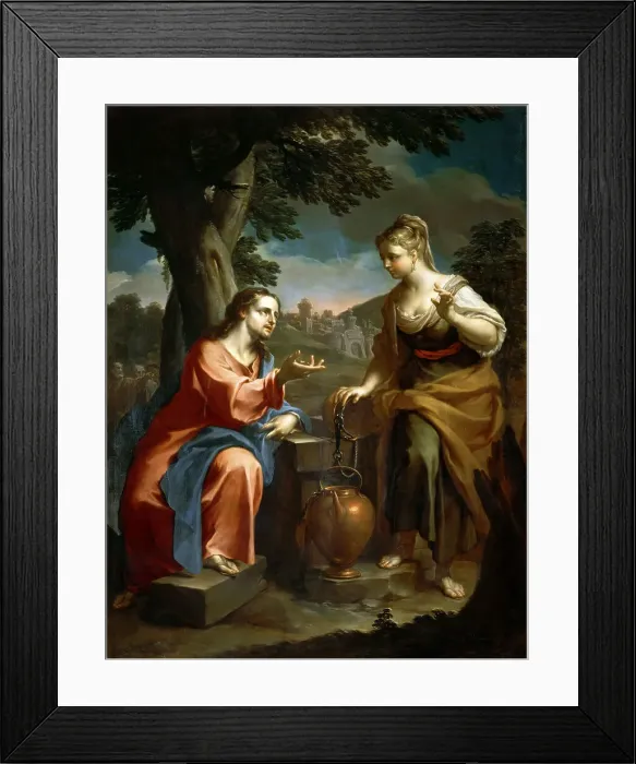 Framed Print : Christ and the Samaritan Woman, Early 18th cen. Creator: Trevisani, Francesco (1656-1746) Framed Print : Christ and the Samaritan Woman, Early 18th cen. Creator: Trevisani, Francesco (1656-1746)