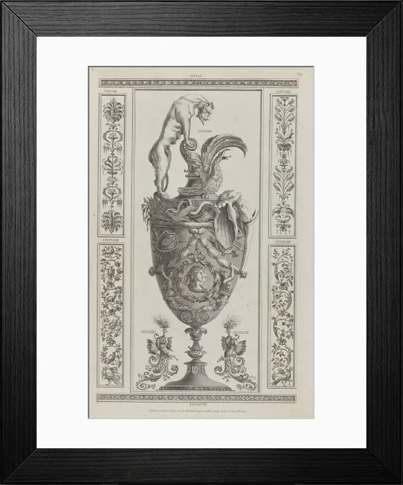 Framed Print : Vases and Ornament, nos. CCCCLX-CCCCLXVIII ('Designs for Various Ornaments, pl. 69), 1801. Creator: After Michelangelo Pergolesi. Vases and Ornament, nos. CCCCLX-CCCCLXVIII ('Designs for Various Ornaments, pl. 69), 1801 Framed Print : Vases and Ornament, nos. CCCCLX-CCCCLXVIII ('Designs for Various Ornaments, pl. 69), 1801. Creator: After Michelangelo Pergolesi. Vases and Ornament, nos. CCCCLX-CCCCLXVIII ('Designs for Various Ornaments, pl. 69), 1801
