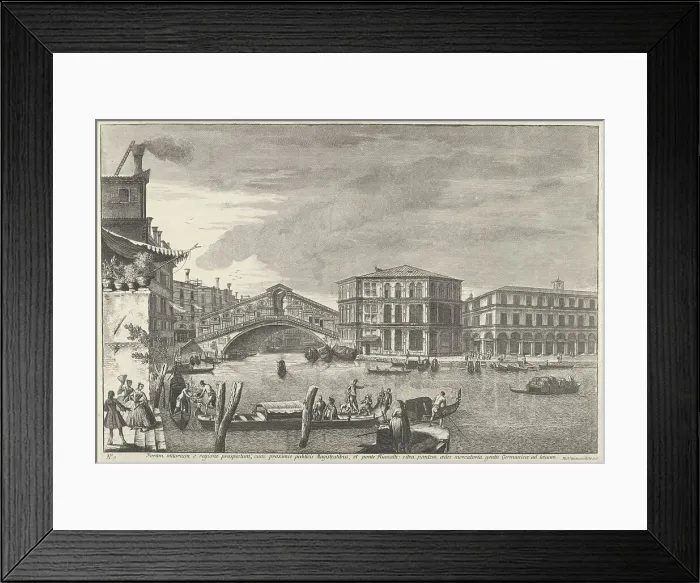 Framed Print : Plate 9: the bridge and market of the Rialto, Venice, from Views of Venice (Magnificenti... 1741. Creator: Michele Marieschi) Framed Print : Plate 9: the bridge and market of the Rialto, Venice, from Views of Venice (Magnificenti... 1741. Creator: Michele Marieschi)