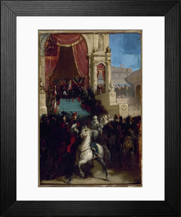 Framed Print : Distribution of eagles and blessing of flags, May 10, 1852, at Champ-de-Mars, c1855. Creator: Unknown Framed Print : Distribution of eagles and blessing of flags, May 10, 1852, at Champ-de-Mars, c1855. Creator: Unknown