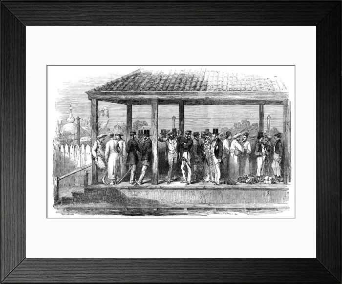 Framed Print : An Indian Railway Station, 1854. Creator: Unknown
