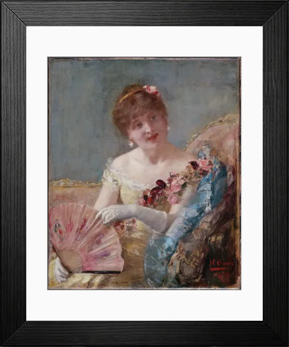 Framed Print : Femme à l'éventail (Portrait de Réjane?), 1879. Creator: Henri Gervex Framed Print : Femme à l'éventail (Portrait de Réjane?), 1879. Creator: Henri Gervex