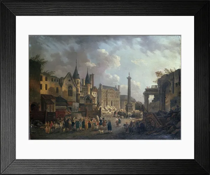 Framed Print : Fairground show at an imaginary crossroads in Paris, c1770. Creator: Unknown Framed Print : Fairground show at an imaginary crossroads in Paris, c1770. Creator: Unknown
