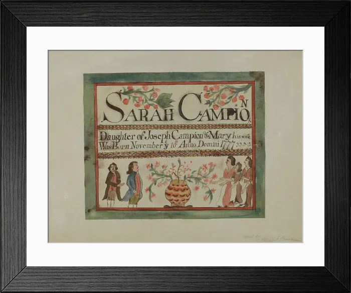 Framed Print : Pa. German Birth Certificate, c. 1936. Creators: Herbert Barnard, Glen Pearce Framed Print : Pa. German Birth Certificate, c. 1936. Creators: Herbert Barnard, Glen Pearce