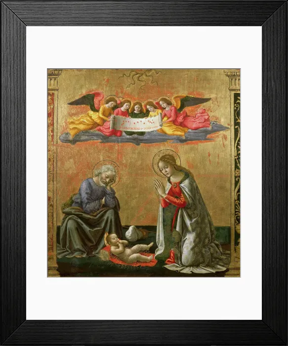 Framed Print : The Adoration of the Christ Child, c. 1492. Creator: Ghirlandaio, Domenico (1449-1494) Framed Print : The Adoration of the Christ Child, c. 1492. Creator: Ghirlandaio, Domenico (1449-1494)
