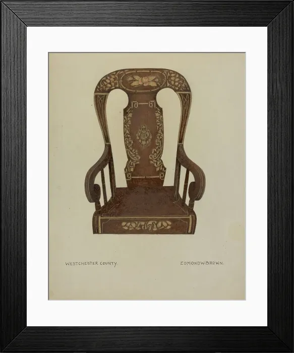 Framed Print : Pa. German Rocking Chair, c. 1937. Creator: Edmond W. Brown