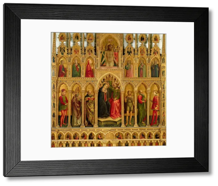 Framed Print : Polittico di Montelparo: The Coronation of the Virgin, 1466. Creator: Alunno, Niccolò (1430-1502) Framed Print : Polittico di Montelparo: The Coronation of the Virgin, 1466. Creator: Alunno, Niccolò (1430-1502)