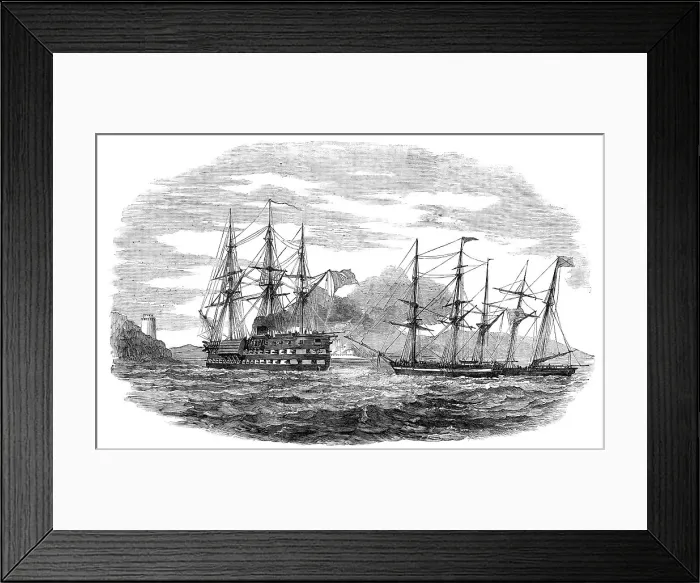 Framed Print : The French Screw Steamer Charlemagne passing the Castles of Europe and Asia, 1854. Creator: Unknown. The French Screw Steamer Charlemagne passing the Castles of Europe and Asia, 1854. Creator: Unknown Framed Print : The French Screw Steamer Charlemagne passing the Castles of Europe and Asia, 1854. Creator: Unknown. The French Screw Steamer Charlemagne passing the Castles of Europe and Asia, 1854. Creator: Unknown