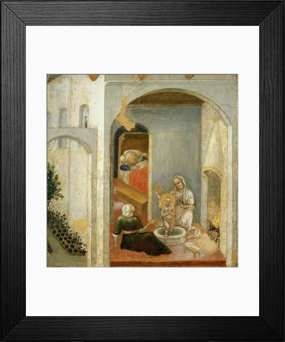 Framed Print : The Birth of Saint Nicholas (from the Polyptych Quartesi), 1425. Creator: Gentile da Fabriano (ca 1370-1427) Framed Print : The Birth of Saint Nicholas (from the Polyptych Quartesi), 1425. Creator: Gentile da Fabriano (ca 1370-1427)