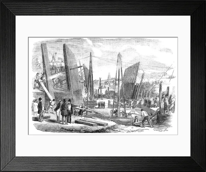 Framed Print : The New Victoria Dock Works, Plaistow Marshes, 1854. Creator: Unknown Framed Print : The New Victoria Dock Works, Plaistow Marshes, 1854. Creator: Unknown