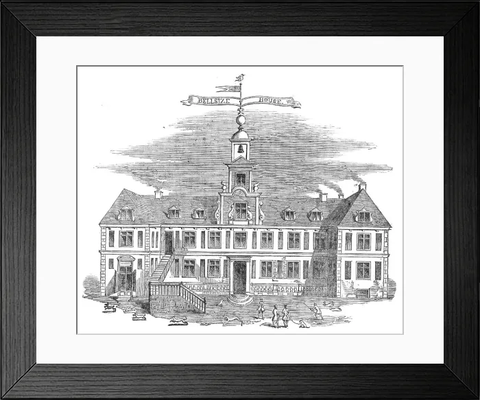 Framed Print : Old Belsize House, Hampstead - from a print of the time, 1854. Creator: Unknown Framed Print : Old Belsize House, Hampstead - from a print of the time, 1854. Creator: Unknown