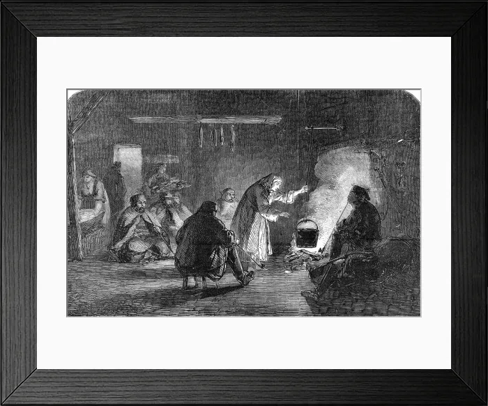 Framed Print : Interior of a Wallachian Hut, 1854. Creator: Unknown Framed Print : Interior of a Wallachian Hut, 1854. Creator: Unknown